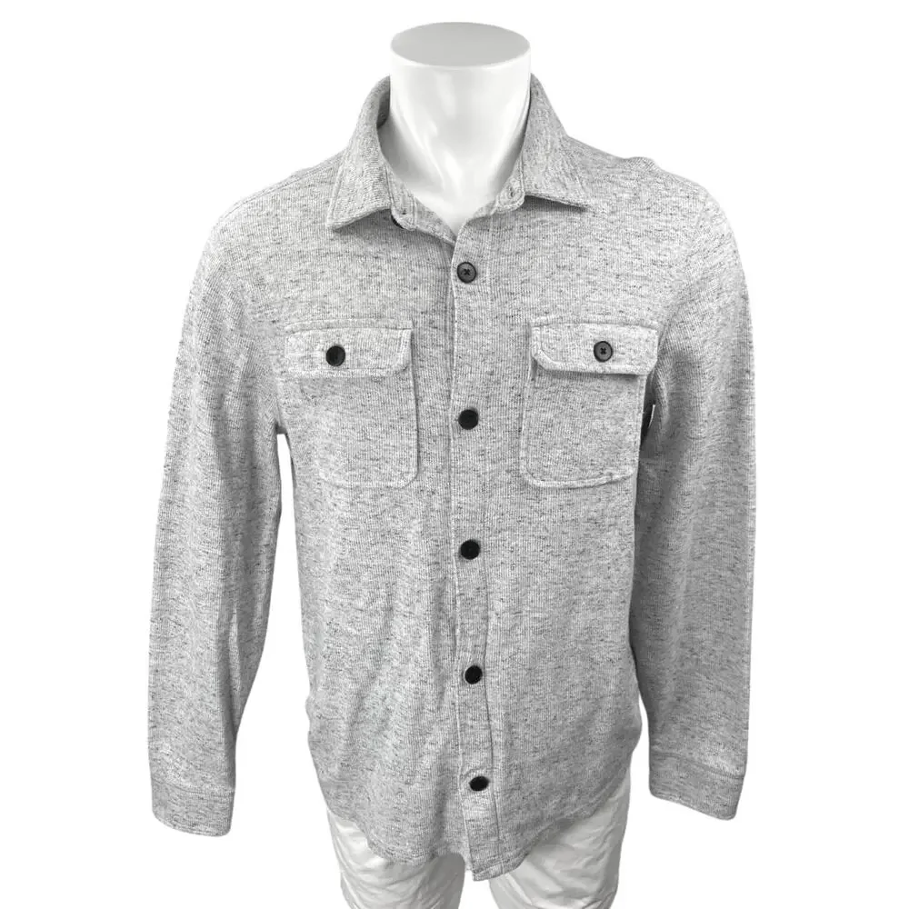 Banana Republic Men's Gray Knit Long Sleeve Button Down Shirt Jacket Top Size L